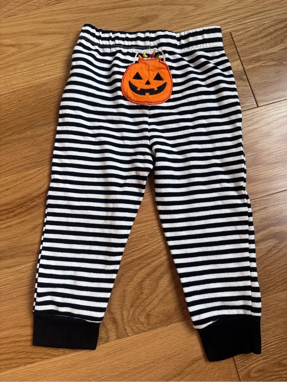 Koala Kids Black & White Striped Pants with Orange Pumpkin detail for Halloween